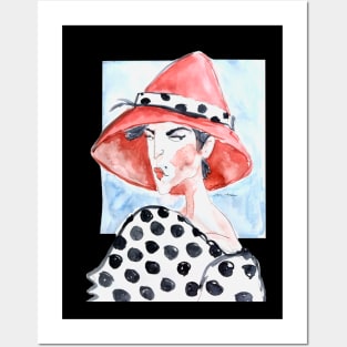 Woman In red hat Posters and Art